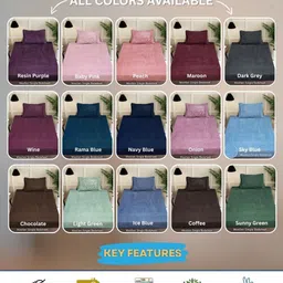 Myntra Elegant Homes Navy Blue Woollen 300 TC Single Bedsheet Set 2.25 m x 1.5 m image 5