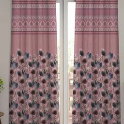 HOMEBREW FURNISHINGS Pink & White Printed 2 Pieces Room Darkening Long Door Curtains-picture-20
