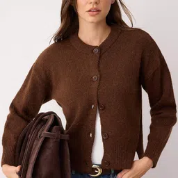 Trendyol Women Round Neck Long Sleeves Cardigan-image-34