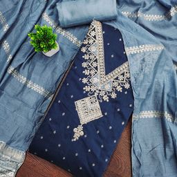 MANVAA Floral Embroidered Zari Work Modal Unstitched Dress Material-picture-38