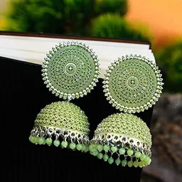 JMBW INTERNATIONAL Gold-Plated Beaded Dome Shaped Jhumkas image 1