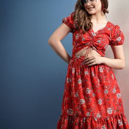 BEING NAUGHTY Women Floral Printed Puff Sleeve Fit & Flare Dress-picture-18