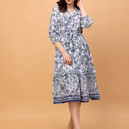 RANGRIWAZ Floral Printed Fit & Flare Midi Dress-image-4