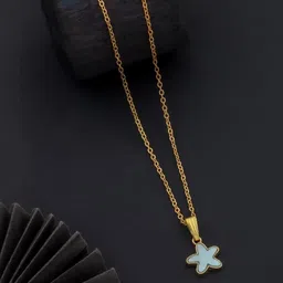SZN Set Of 2 Gold-Plated Star Shaped Enamelled Pendants With Chains image 2