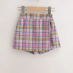 NEXT Girls Checked Mini Skorts with Tights image 3