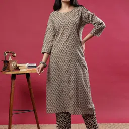 Polyglot Women Geometric Printed A-Line Kurta with Salwar & Dupatta image 4
