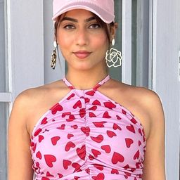 TANDUL Women Conversational Printed Halter Neck Ruched Fitted Crop Top-picture-4