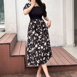 SHYAM SUNDARI Floral Print Puff Sleeve Fit & Flare Midi Dress image 4