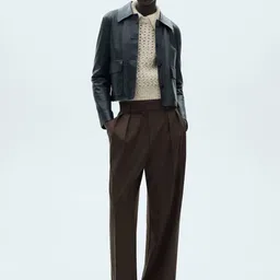 MANGO Open Knit Shirt Collar Pullover image 2