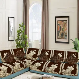 SAWNA HOMES Coffee Brown Embroidered Velvet Sofa Cover With Coushion Covers-image-66