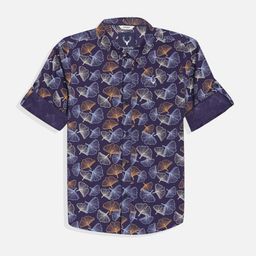 Allen Solly Junior Boys Spread Collar Floral Printed Cotton Casual Shirt-picture-0