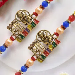 MEIRA JEWELLERY Set Of 2 Kundan Studded Rakhi With Roli Chawal & Greeting Card-picture-27