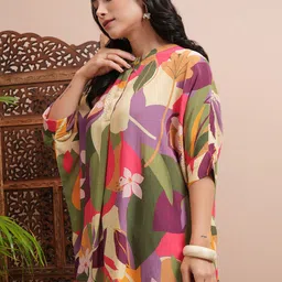 Vishudh Women Graphic Printed Mandarin Collar Top image 2