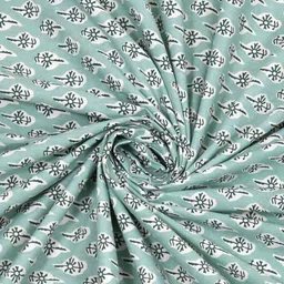 SHOOLIN Sea Green & White Ethnic Motifs 160 TC King Bedsheet with 2 Pillow Covers image 3