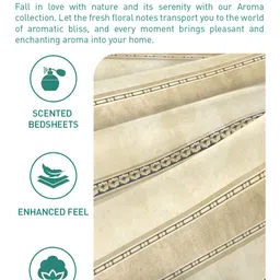 MYTRIDENT Cream-Coloured Striped 180 TC King Bedsheet with 2 Pillow Covers image 5