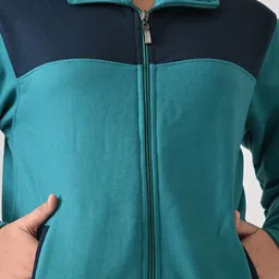 BAESD Girls Colourblocked Stand Collar Fleece Lightweight Outdoor Open Front Jacket image 2