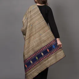Exotic India Ethnic Motifs Woven Design Thread Work Jute Dupatta image 5