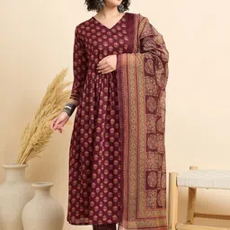 KALINI Women Floral Printed Regular Kurta with Trousers & With Dupatta-picture-33