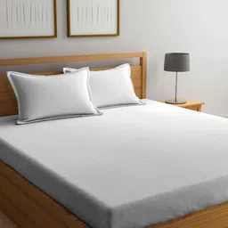 WEAVE AND DECOR White Striped 300 TC King Bedsheet with 2 Pillow Covers-picture-39