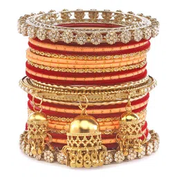 RIJOLI Camel Brown Alloy Artificial Stones and Beads Bangle image 2
