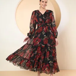 Antheaa Women Floral Printed Fit and Flare Midi Dress-picture-28