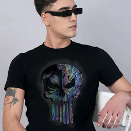 Free Authority Men Punisher Graphic Printed Round Neck Cotton T-shirt-image-20