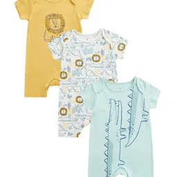 mothercare Infants Girls Pack Of 3 Cotton Half Sleeve Romper-picture-44
