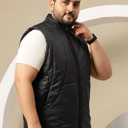 Sztori Plus Size Mock Collar Paneled Gilet image 2