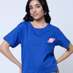 LoveDky Typography Printed Round Neck Boxy Pure Cotton Crop T-shirt-picture-18