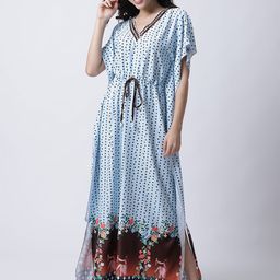 Secret Wish Geometric Printed V-Neck Maxi Kaftan Nightdress-picture-46
