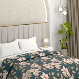Pure Decor Blue & Green Floral Microfiber AC Room 300 GSM Double Bed Comforter-image-26