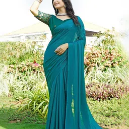 K 5 Fashion Striped Pure Chiffon Saree-picture-25