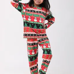 Anthrilo Girls Printed Pure Cotton T-shirt & Pyjama Night suit-image-14