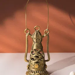 Fabindia Yatan Gold-Toned & Black Textured Metal Abstract Shaped Table Lamp-picture-19