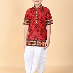 BAESD Boys Printed Regular Pure Cotton Straight Kurta with Dhoti Pants-picture-23