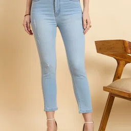 Mast & Harbour Women Skinny Fit High-Rise Mildly Distressed Light Fade Jeans-picture-12