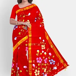 RIDDHIMAN FASHION Floral Pure Cotton Paithani Saree-image-49