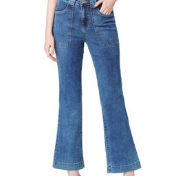 Kraus Jeans Women Flared High-Rise Light Fade Jeans-picture-31