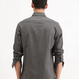 The Collection Men Classic Slim Fit Geometric Printed Spread Collar Cotton Formal Shirt image 3