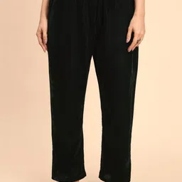 WOMENSIO Women Ethnic Motifs Embroidered Regular Sequinned Velvet Kurta with Trousers & With Dupatta image 4