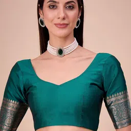 House of Pataudi Ethnic Motifs Woven Zari Banarasi Saree image 3