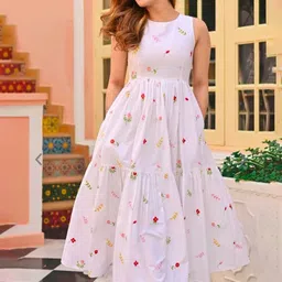 hirangana Women Embroidered Maxi-length Dress-image-8