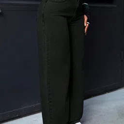 Crazeis Basics by Glossia Women Comfort Straight Fit High-Rise Cotton Stretchable Jeans image 5