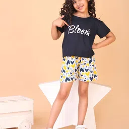 Bloem Girls Printed Pure Cotton T-Shirt & Shorts-image-10