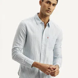 Levis Men Slim Fit Vertical Striped Spread Collar Casual Shirt-picture-11