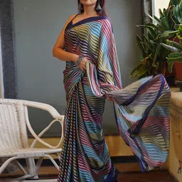 kalini MIRCHI FASHION Leheriya Poly Chiffon Leheriya Saree image 5