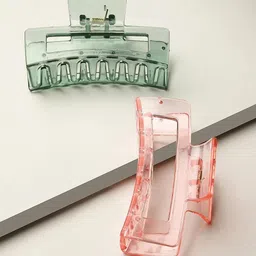 badodiya's Women Set of 5 Chrome Finished Claw Clip image 3