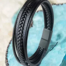 UNIVERSITY TRENDZ Men Leather Antique Wraparound Bracelet-image-82