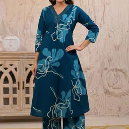 rf clothes Women Floral Printed Regular Thread Work Kurta with Palazzos-picture-17