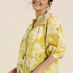 fab8sight Casual Puff Sleeves Printed Women Yellow Top image 3